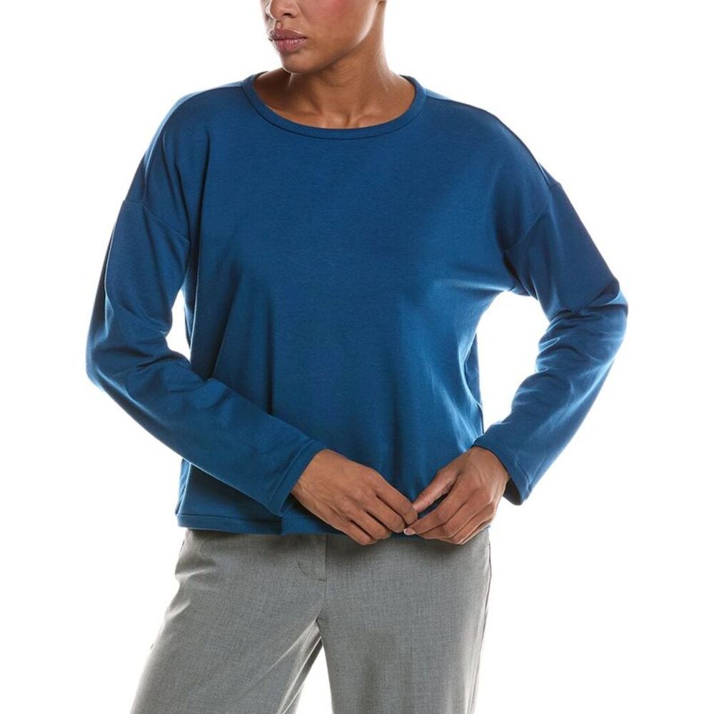 Eileen Fisher Womens  Cropped Boxy Top, Blue